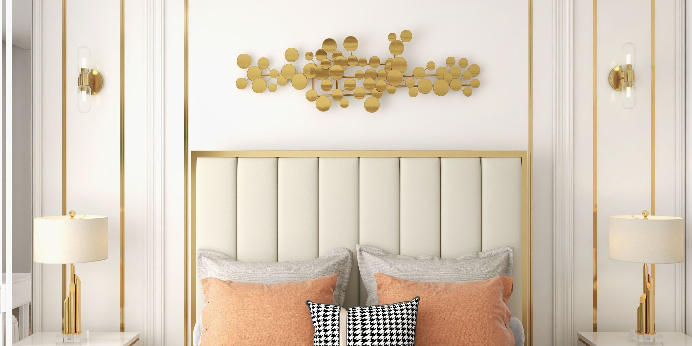 HMR - 1-Piece Modern Style Geometric Figure Wall Decor Gold Iron Wall Decor