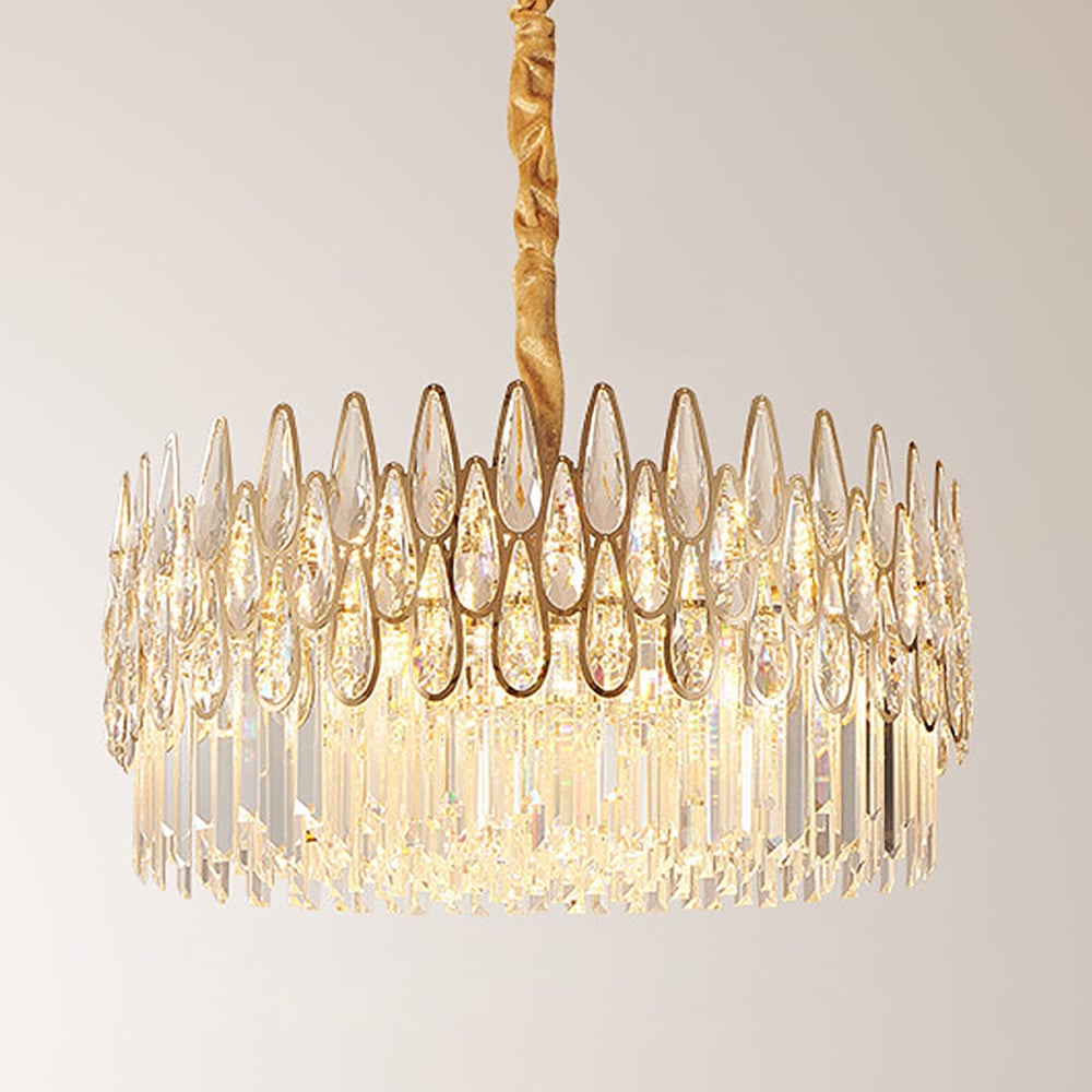 HMR - Ketose Modern Gold 14-Light Crystal Chandelier with Adjustable Chain