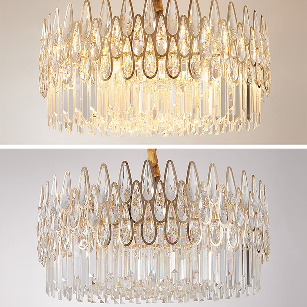 HMR - Ketose Modern Gold 14-Light Crystal Chandelier with Adjustable Chain