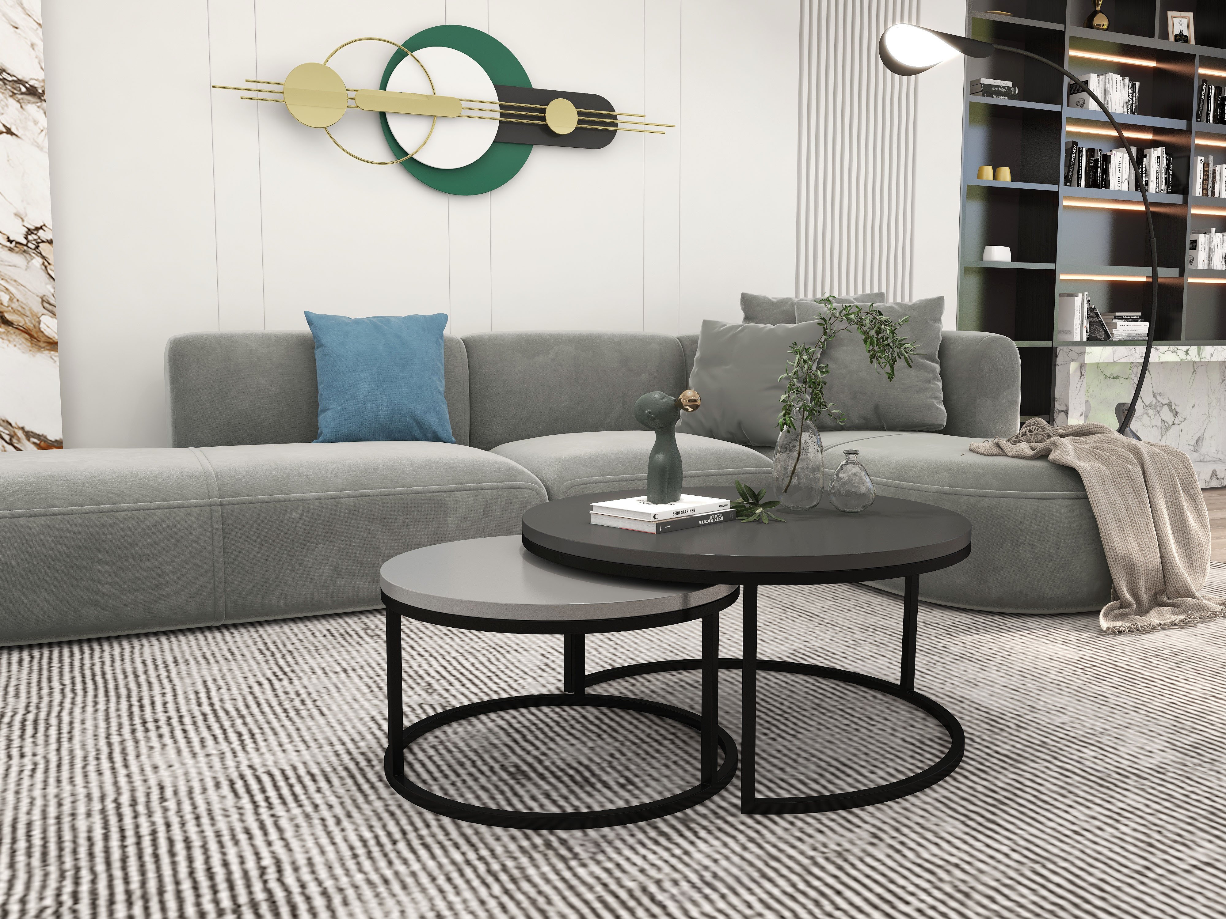 HMR - 70" Tall Black Arc Floor Lamp Metal Overarching Floor Reading Lamp