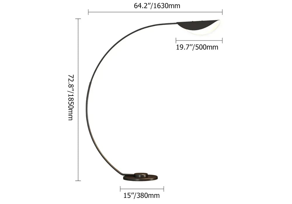HMR - 70" Tall Black Arc Floor Lamp Metal Overarching Floor Reading Lamp