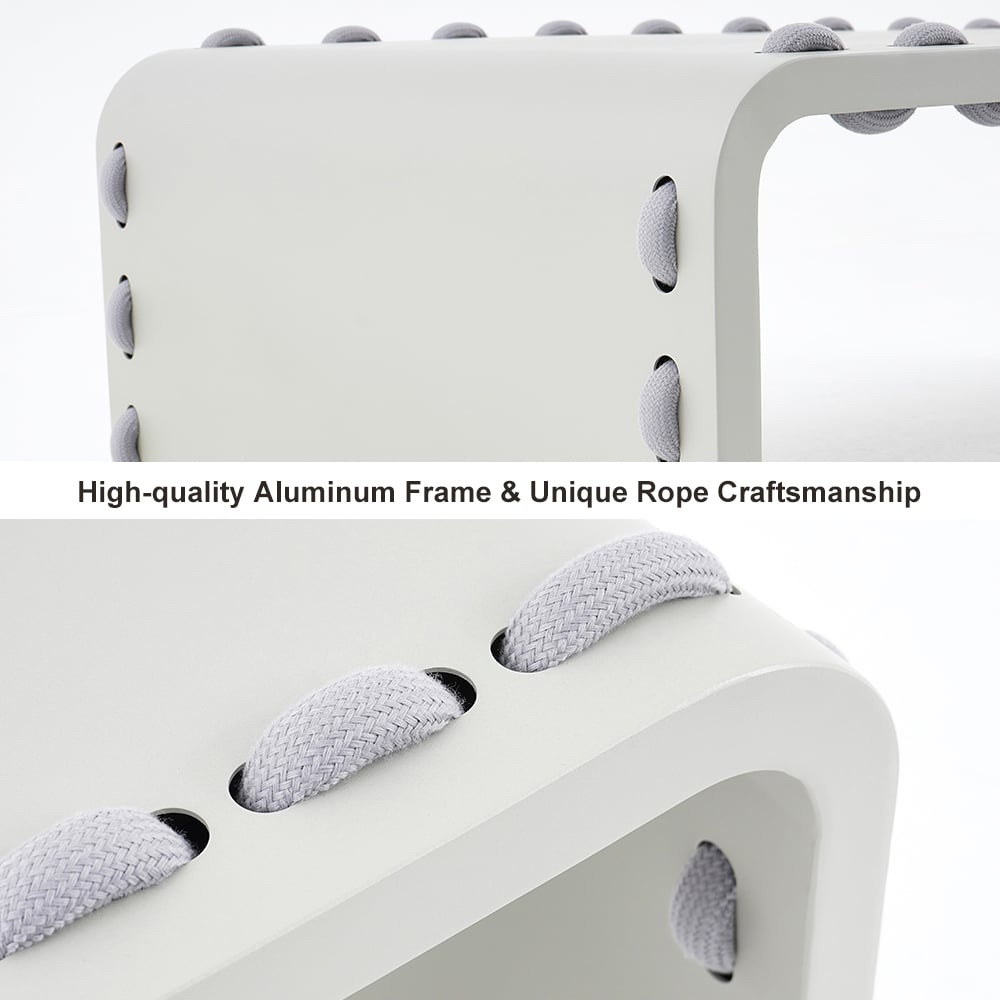 HMR - 6-Pieces Aluminum & Rope Outdoor Sofa Set with Coffee Table and Cushion Pillow in Gray