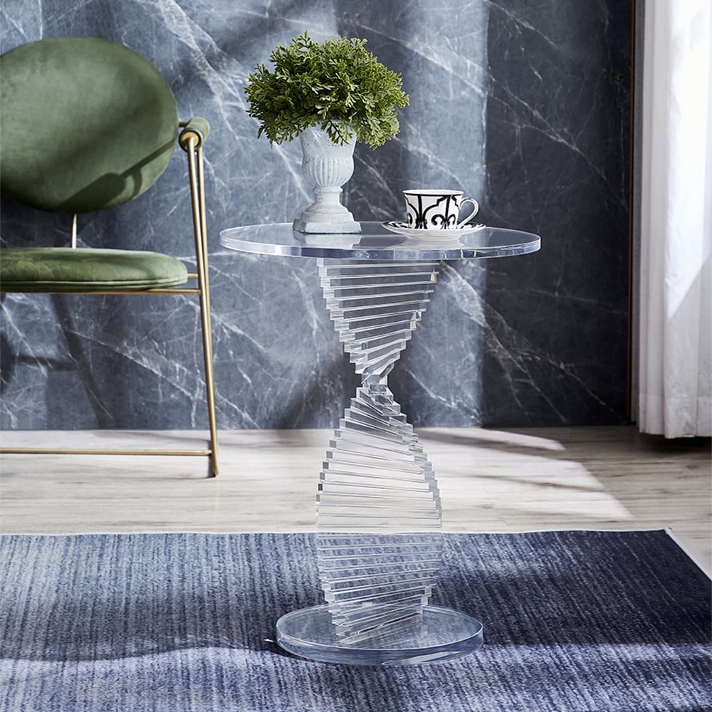 HMR - Contemporary Round Acrylic Side Table