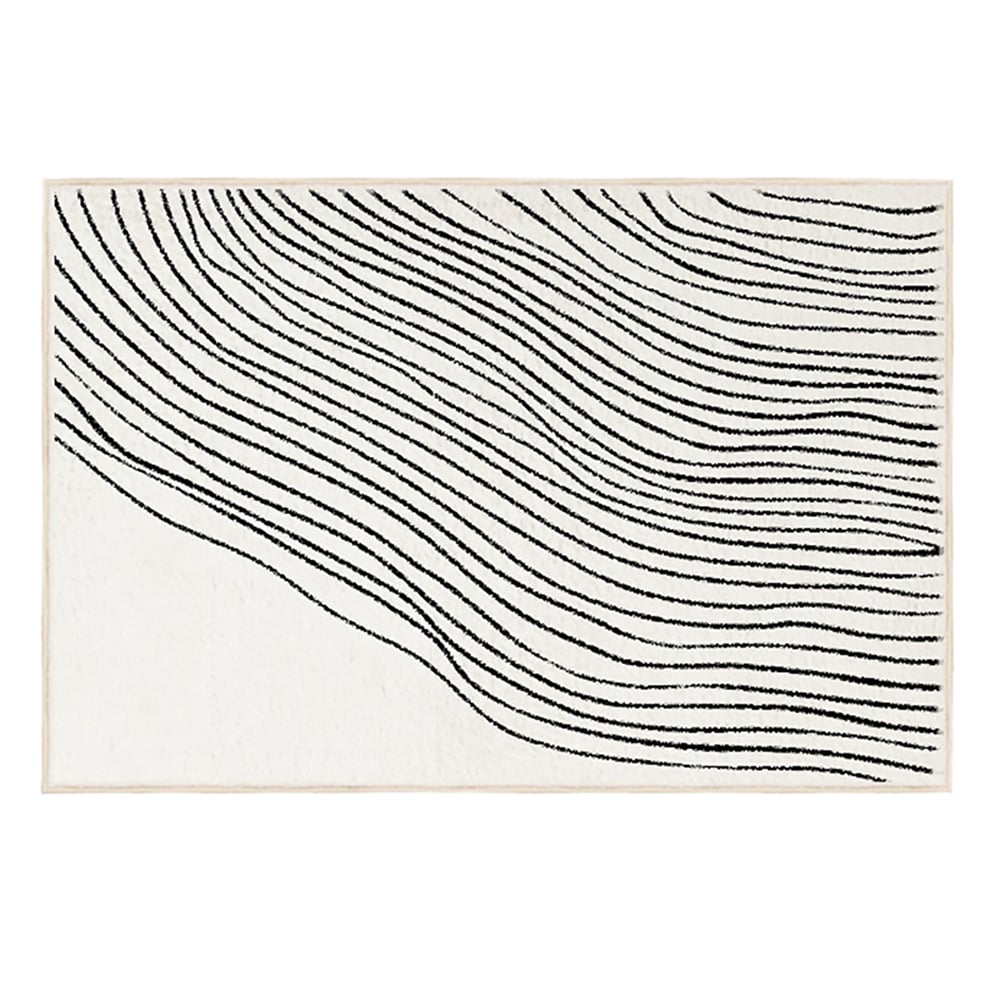 HMR - Multipurpose Rectangular Contemporary Low-key Black & White Nylon Area Rug