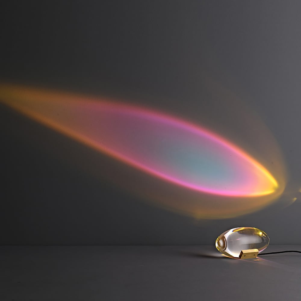 HMR - Modern Oval Colorful Crystal LED Table Lamps in Brass for Bedroom and Hallway