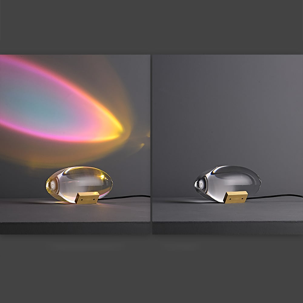 HMR - Modern Oval Colorful Crystal LED Table Lamps in Brass for Bedroom and Hallway
