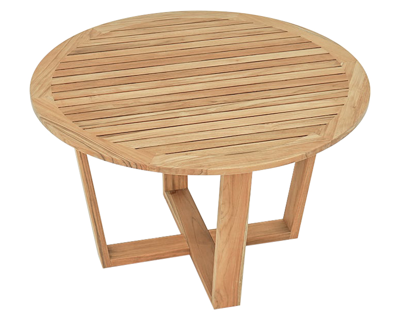 HMR - Modern Round Teak Wood 6 Person Outdoor Patio Dining Table in Natural