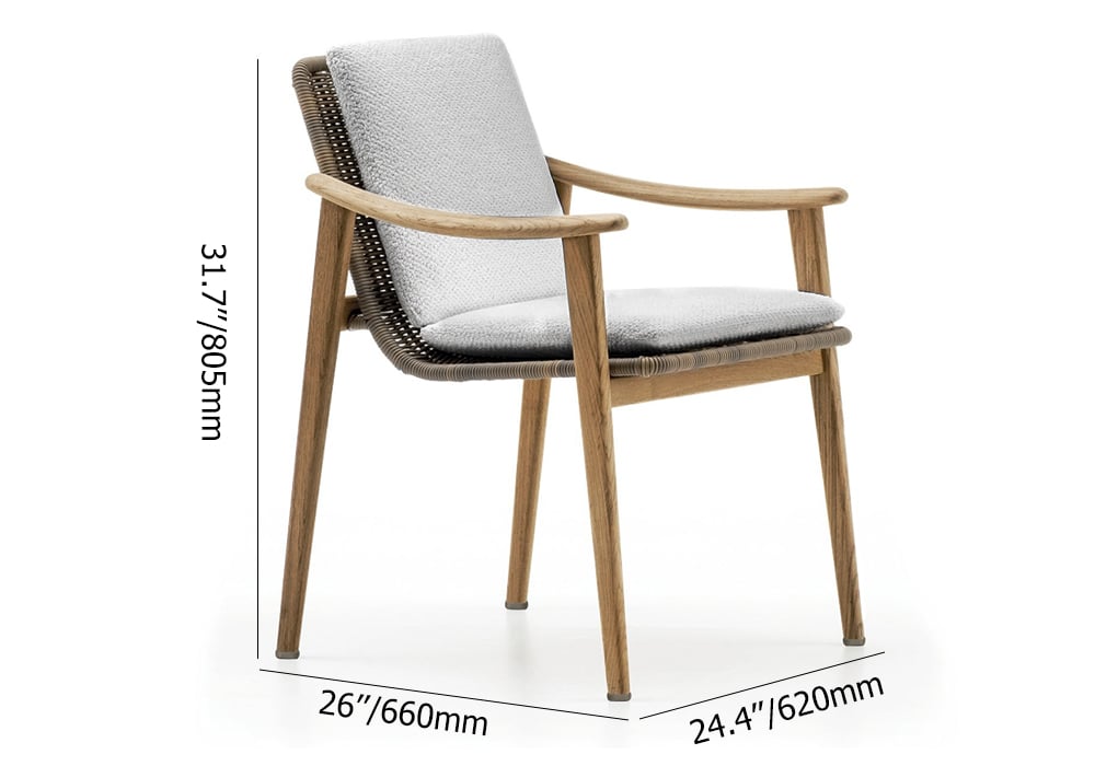 HMR - 7-Pieces Outdoor Patio Dining Set with Teak Wood Table and Chair in Natural & Gray