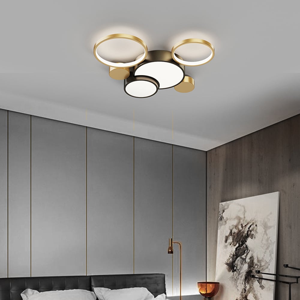 HMR - Geometric Flush Mount LED Ceiling Light in Gold & Black