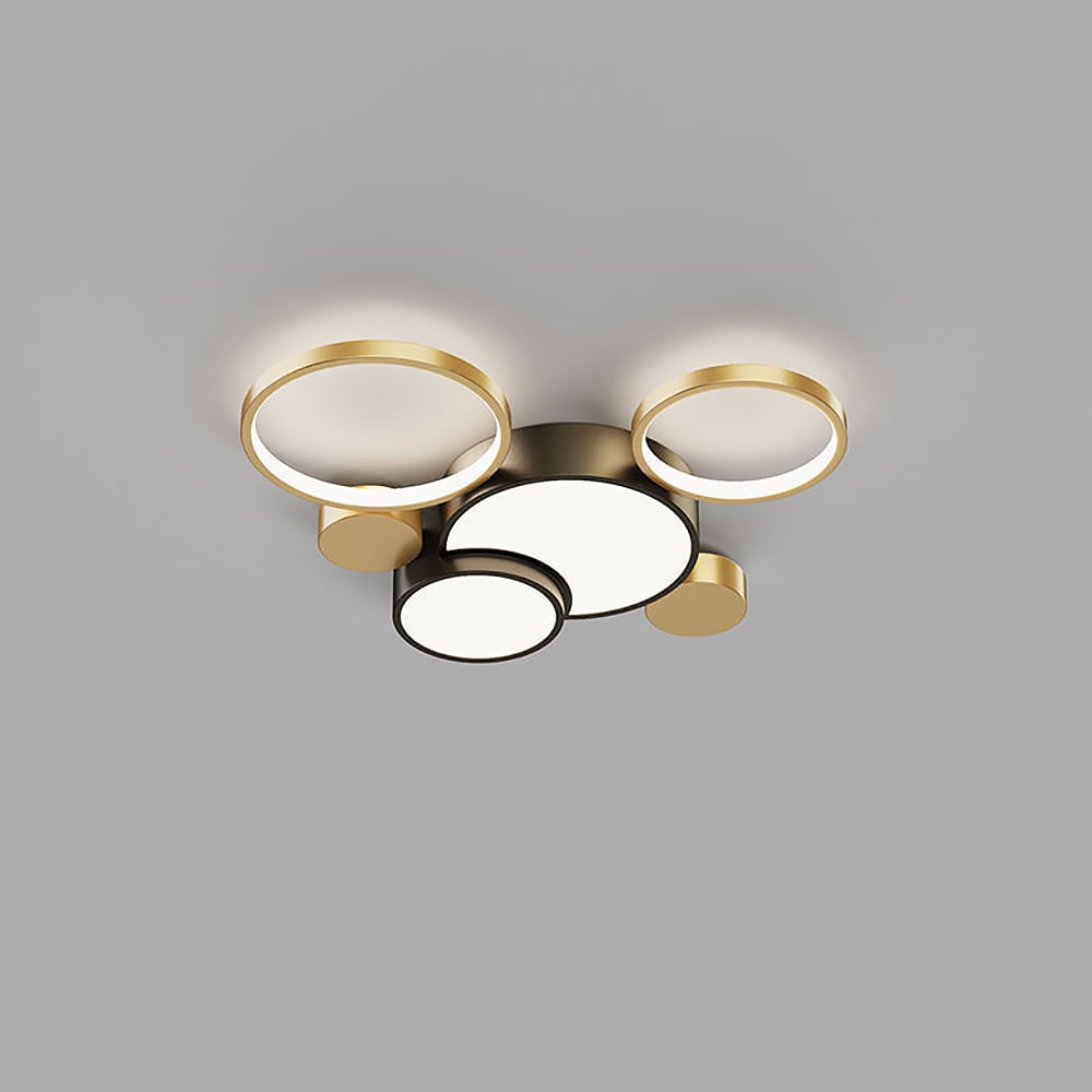 HMR - Geometric Flush Mount LED Ceiling Light in Gold & Black