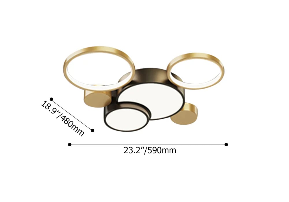 HMR - Geometric Flush Mount LED Ceiling Light in Gold & Black