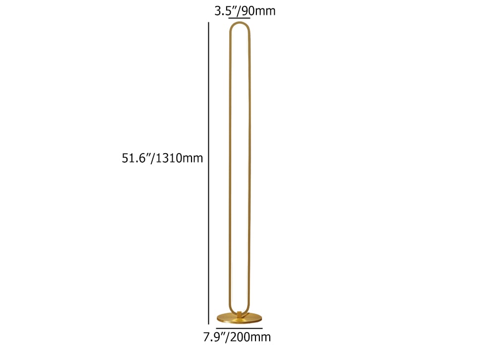 HMR - Modern Linear LED Floor Lamp Gold Metal Base Brass Standing Lamp