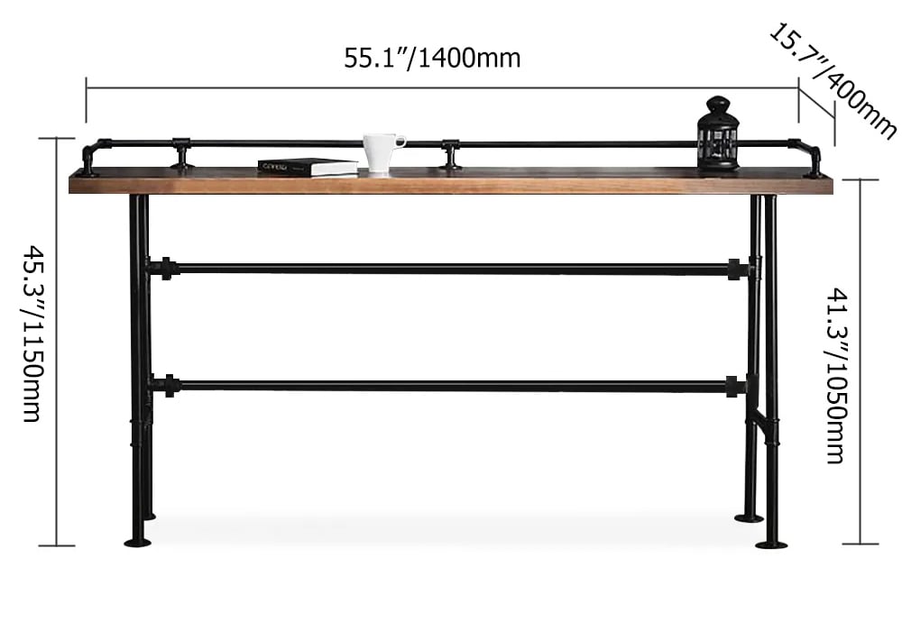 HMR - 3-Pieces Industarial High Natural Bar Table Set with Stools with Metal Legs