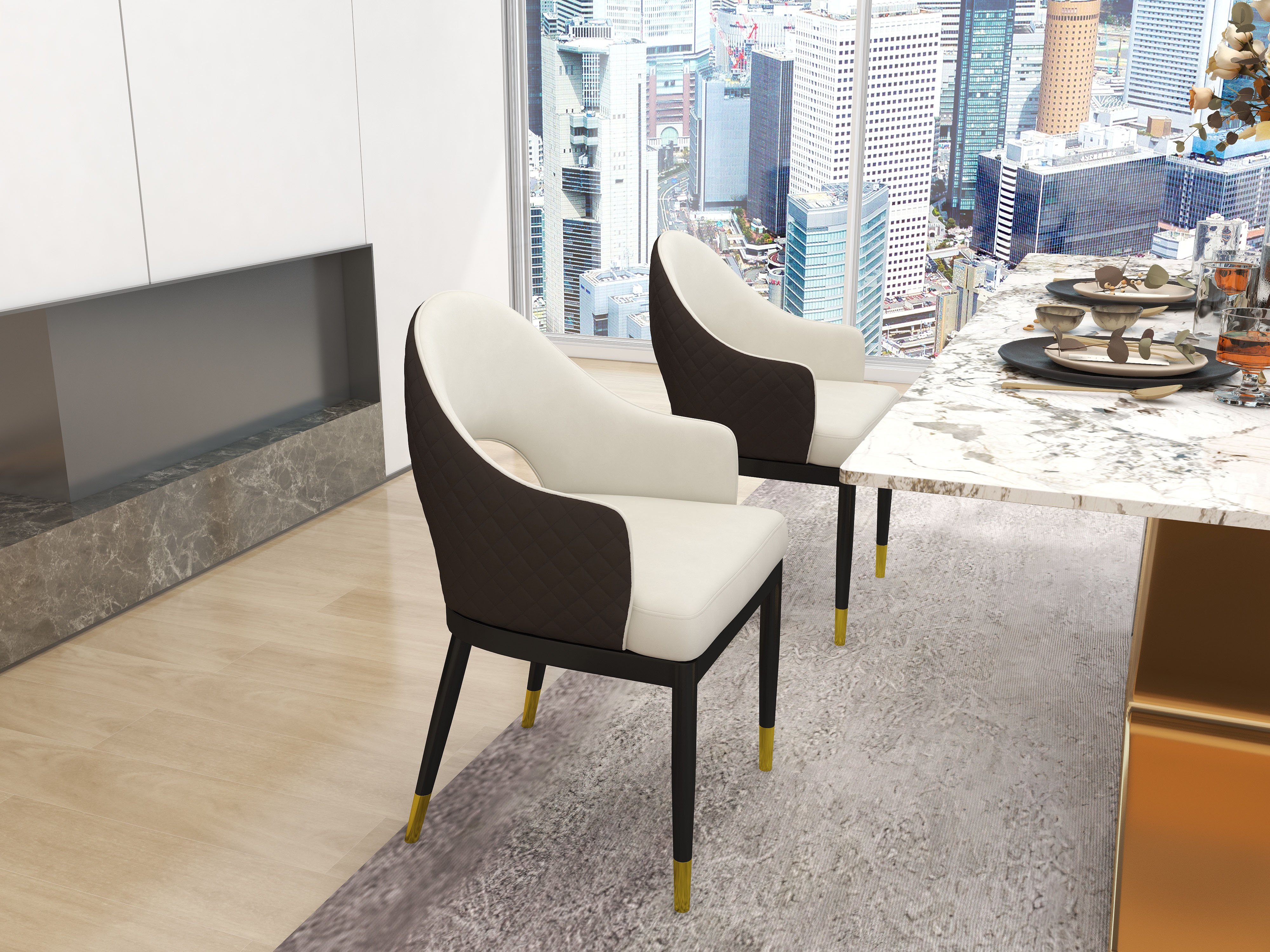 HMR Luxotic Series Modern Rectangle Sintered Stone Top Dining Table - 78.7" (Seats 6-8 People)
