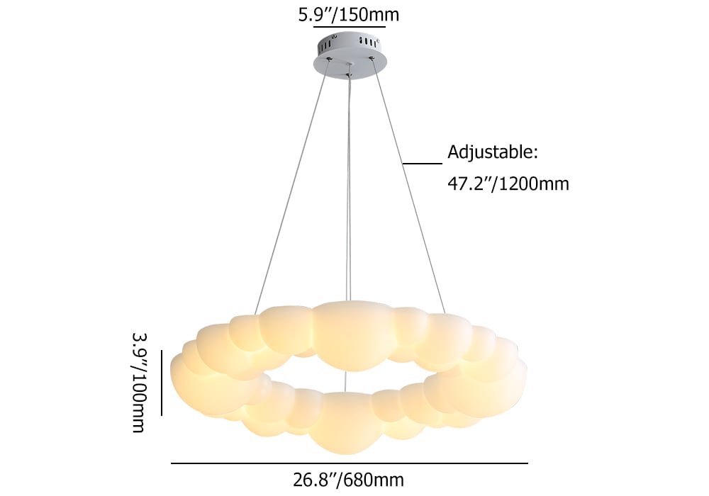 HMR - Modern White LED Chandelier Cloud Bubble Pendant Light