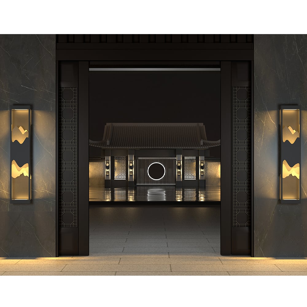 HMR - 40" Modern Flush Mounted LED Outdoor Lighting Wall Sconces Layered Cuboid