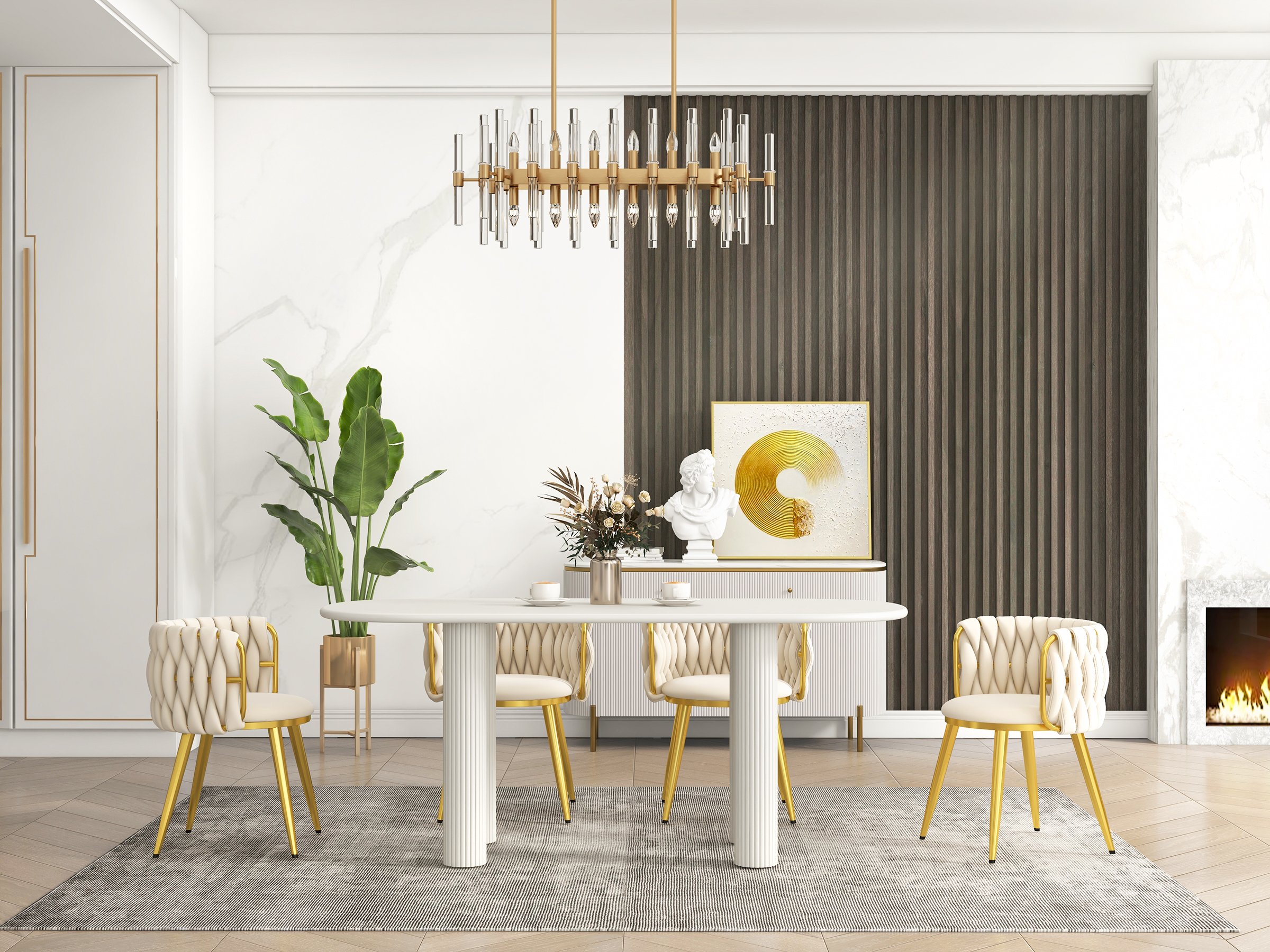HMR - Crylick Modern Metal & Glass 20-Light Kitchen Island Pendant Light Chandelier in Brass