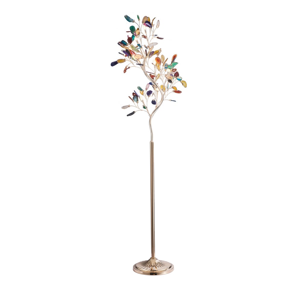 HMR - Stunny Art Deco 9-Light Agate Tree Floor Lamp with Foot Switch