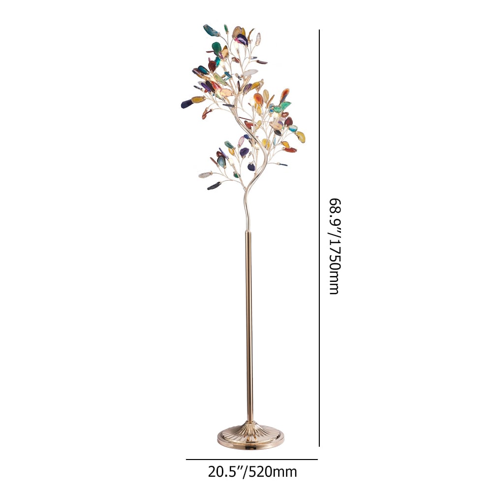 HMR - Stunny Art Deco 9-Light Agate Tree Floor Lamp with Foot Switch
