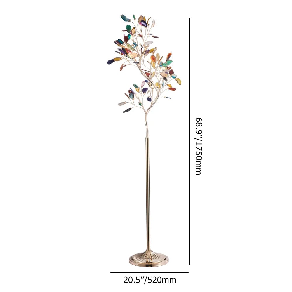 HMR - Stunny Art Deco 9-Light Agate Tree Floor Lamp with Foot Switch
