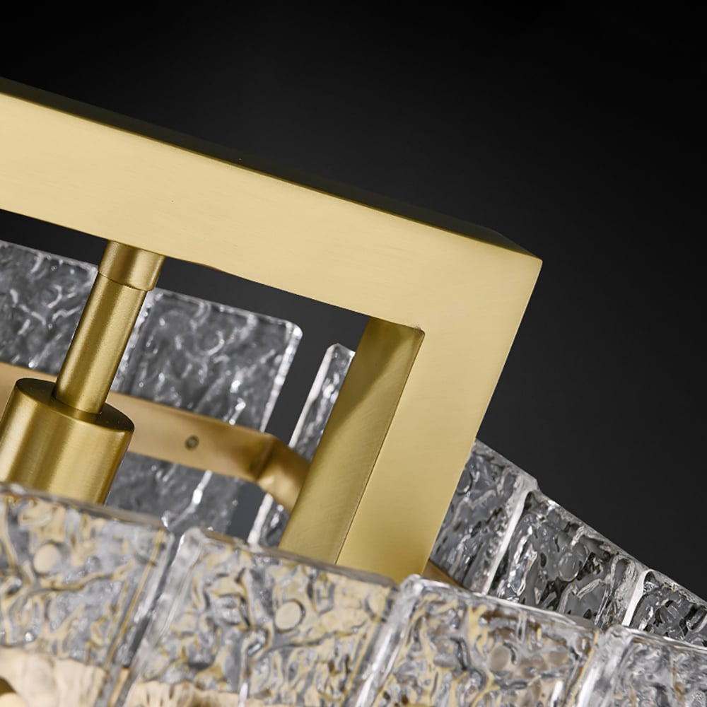 HMR - Jewell 1-Light Brass Geometric Pendant Light with Water-ripple Glass Shade