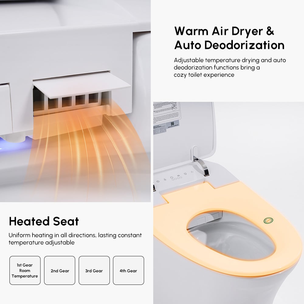 HMR - Automatic Smart Bidet Toilet with Self-Cleaning Function 1.28 GPF