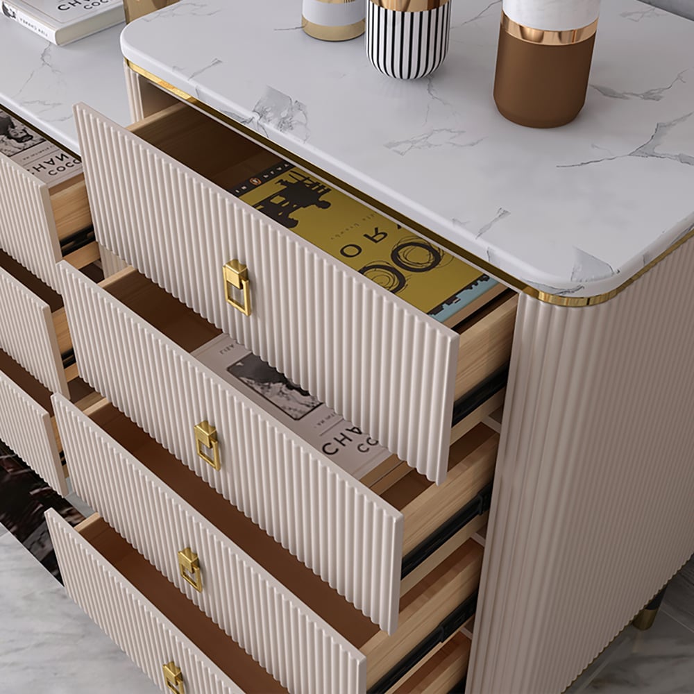 HMR - 4-Drawer Basso-Relievo Chest in Off-White, Medium