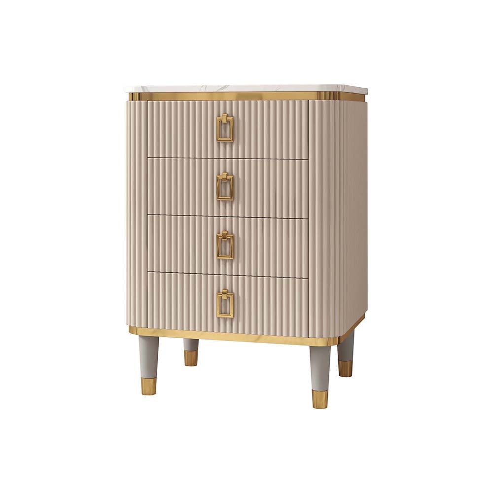 HMR - 4-Drawer Basso-Relievo Chest in Off-White, Medium