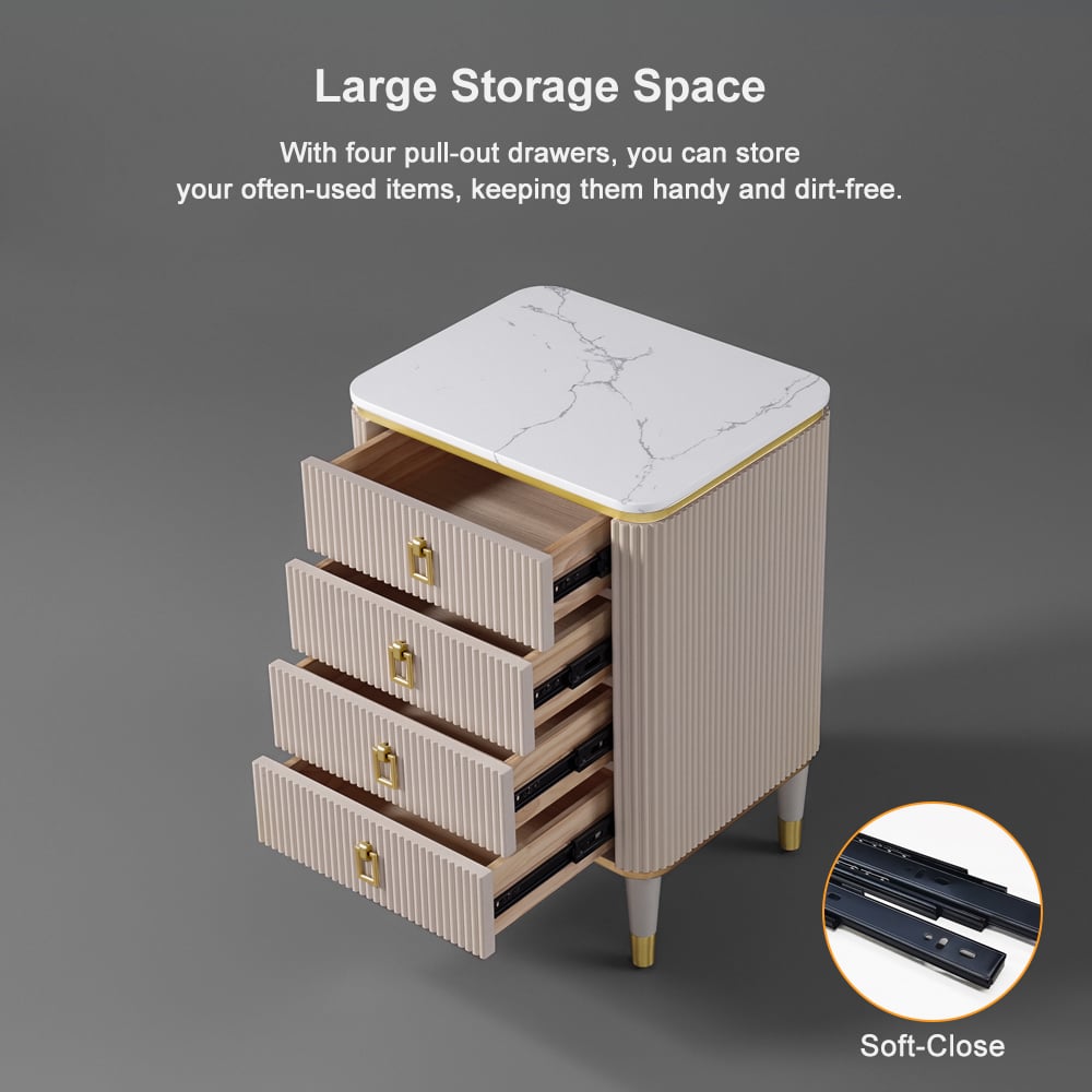 HMR - 4-Drawer Basso-Relievo Chest in Off-White, Medium