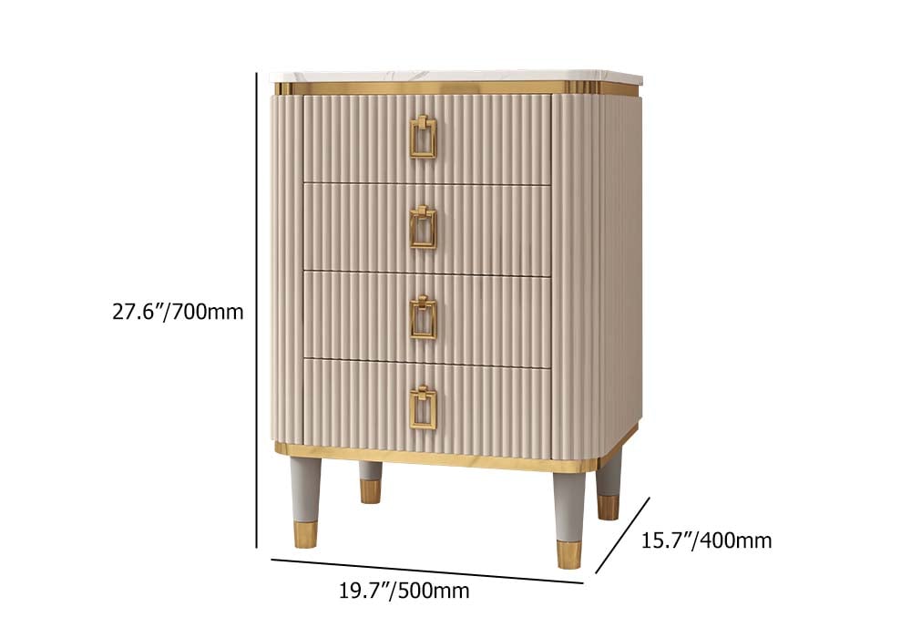 HMR - 4-Drawer Basso-Relievo Chest in Off-White, Medium
