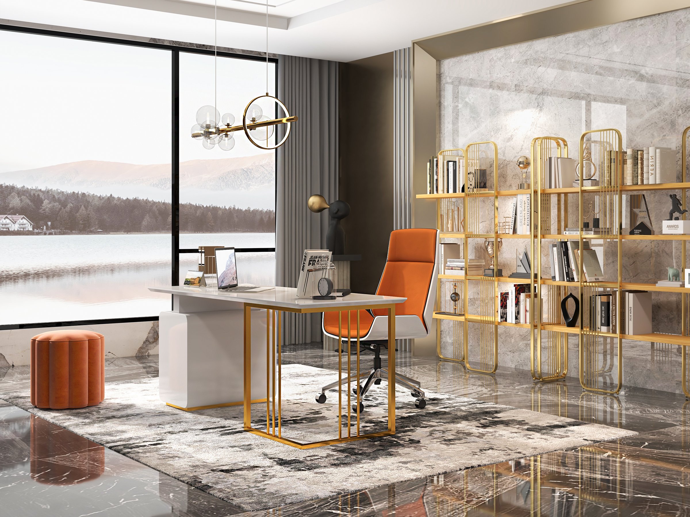 HMR Bubi Modern Linear Kitchen Island Light with Glass Globe Shade - Gold, 10-Light