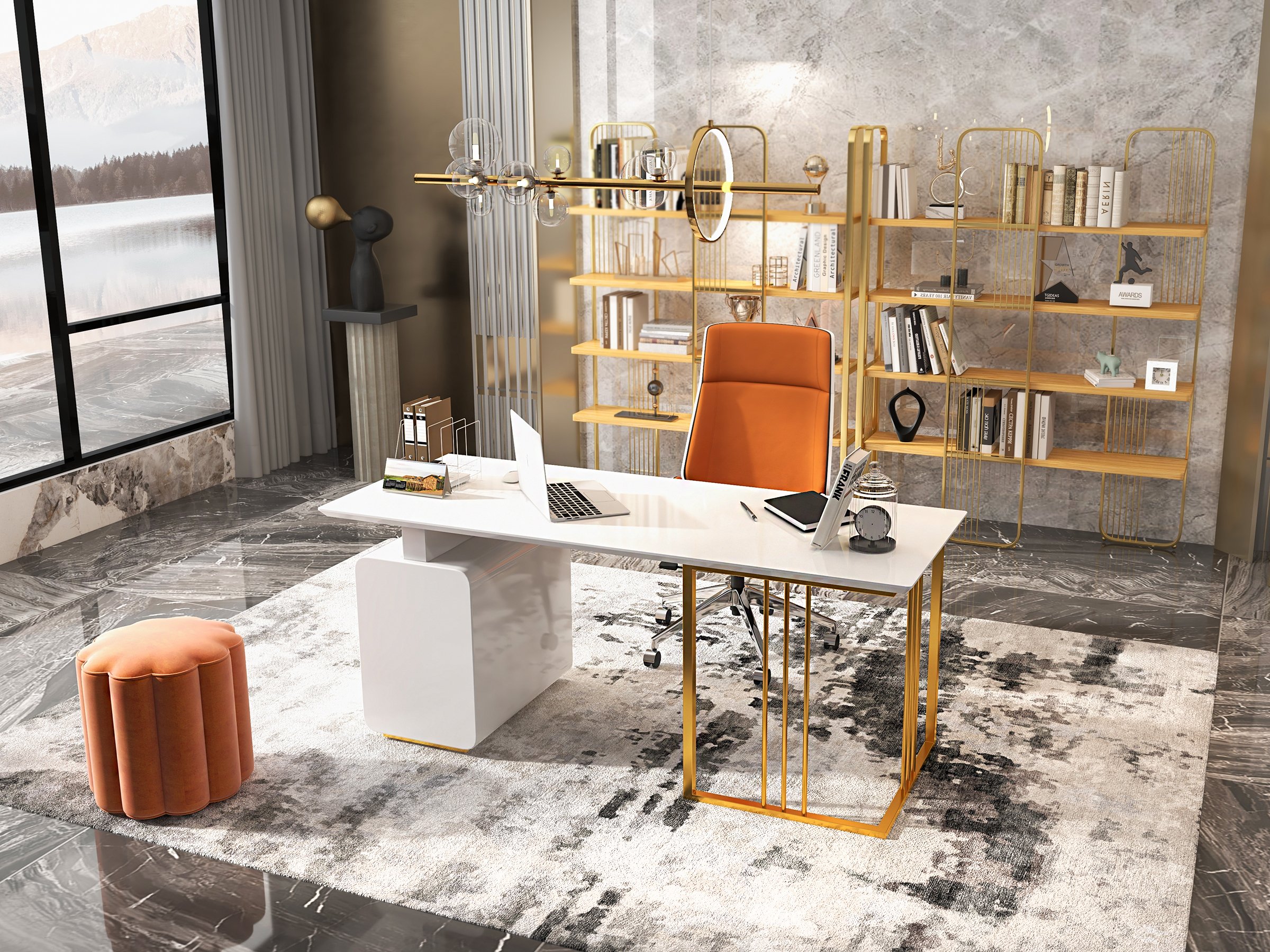 HMR Bubi Modern Linear Kitchen Island Light with Glass Globe Shade - Gold, 10-Light