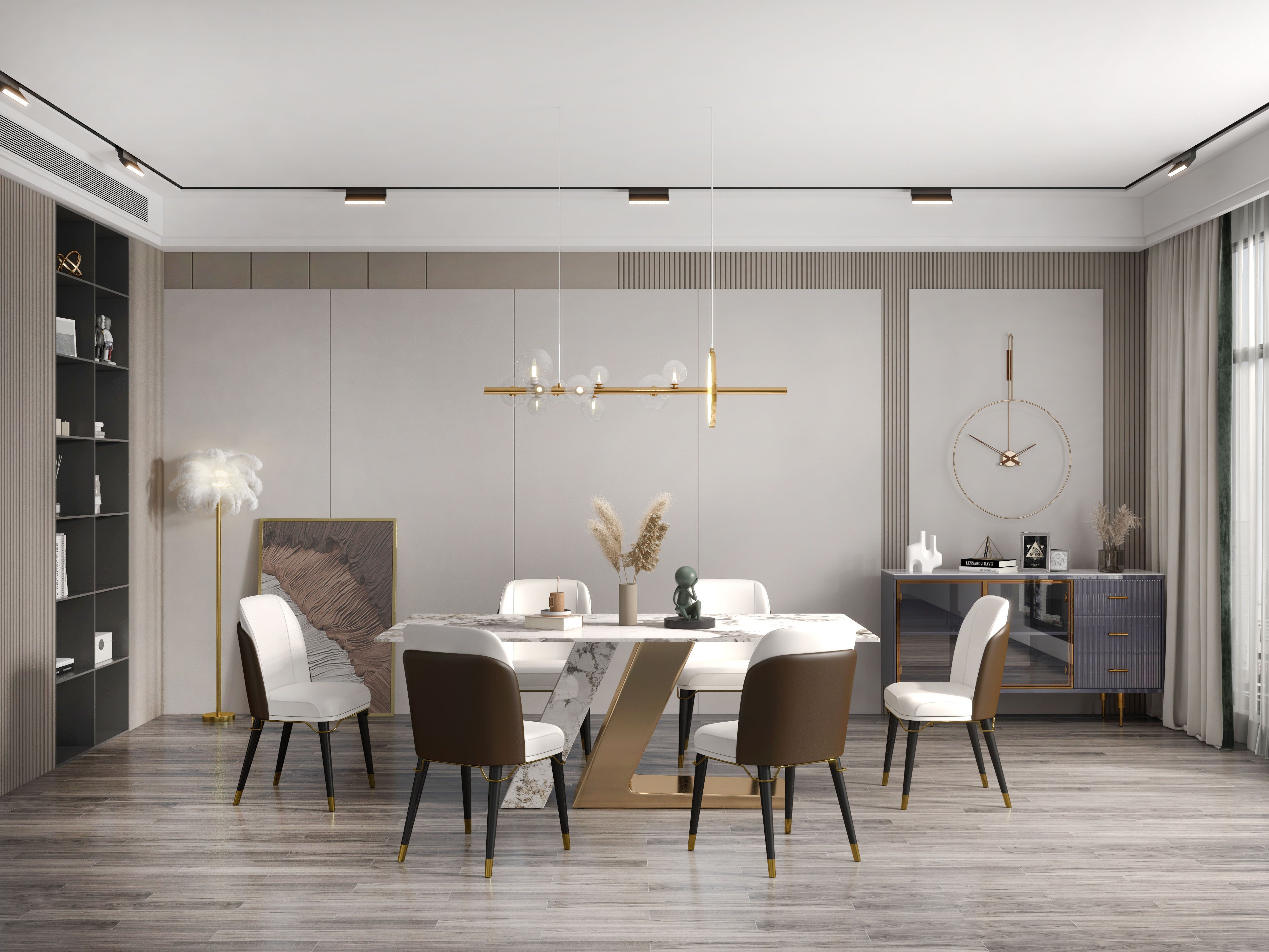 HMR Bubi Modern Linear Kitchen Island Light with Glass Globe Shade - Gold, 10-Light