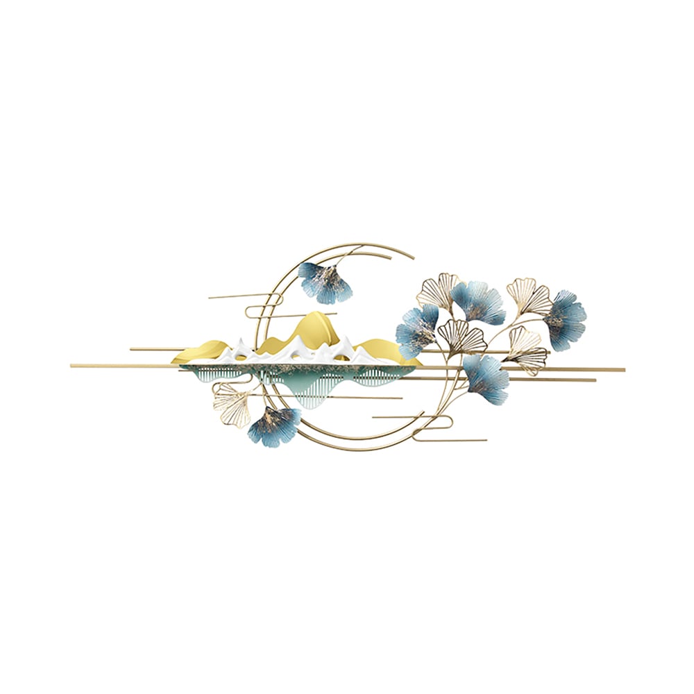 HMR - Modern Natural Landscape Metal Wall Decor Multi-color Creative Ginkgo Leaves Home Art