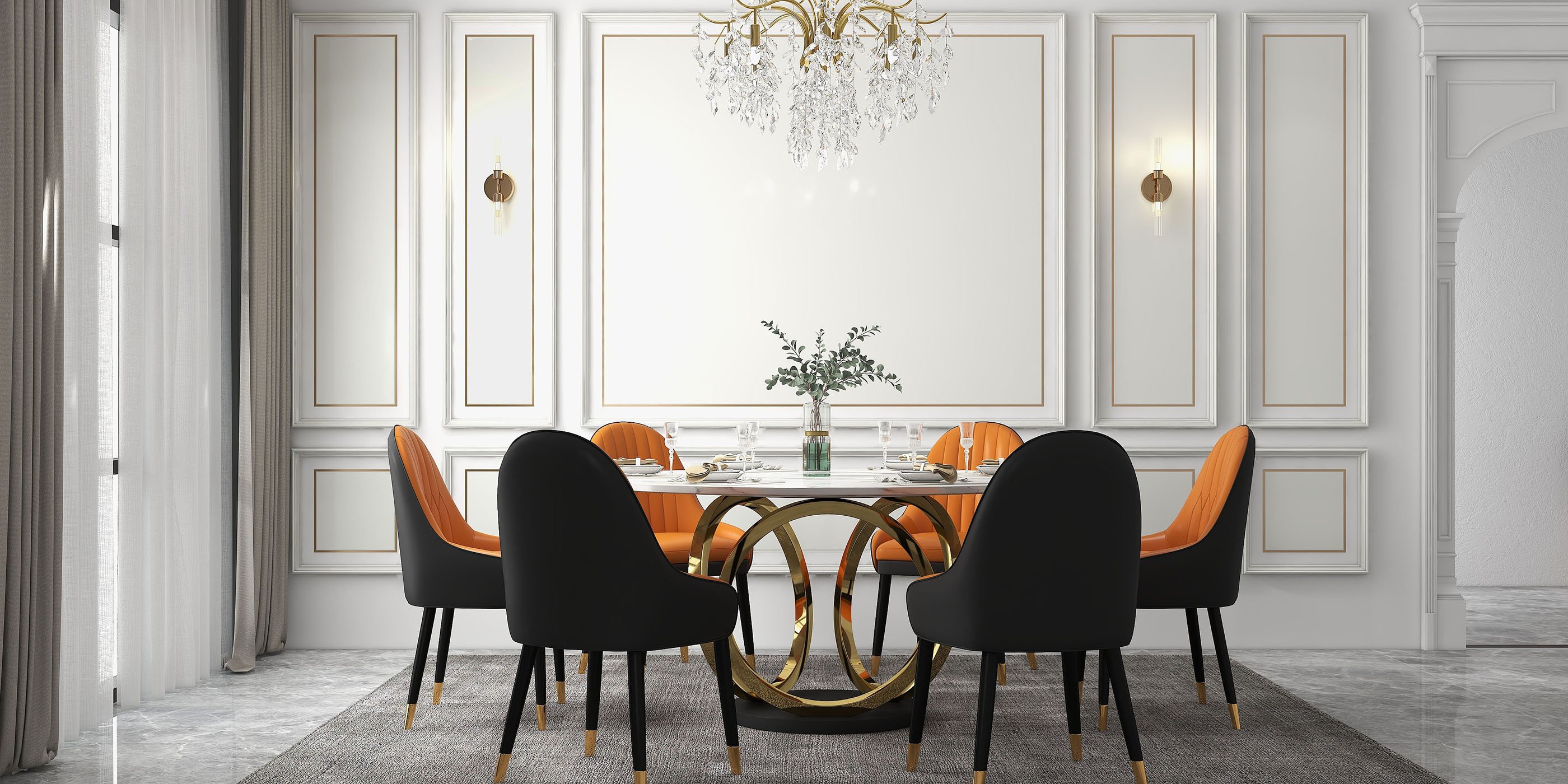 HMR - Modern Crystal Tiered Chandelier in Champagne Gold