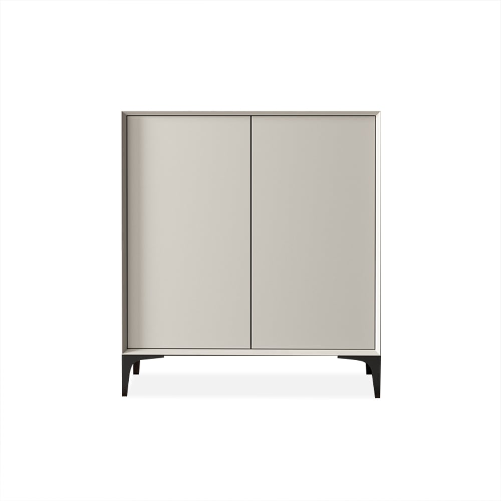 HMR - Nordic Minimalist Off White Wooden Shoe Cabinet with 2-Door 10-Shelf