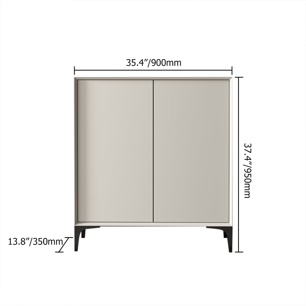 HMR - Nordic Minimalist Off White Wooden Shoe Cabinet with 2-Door 10-Shelf