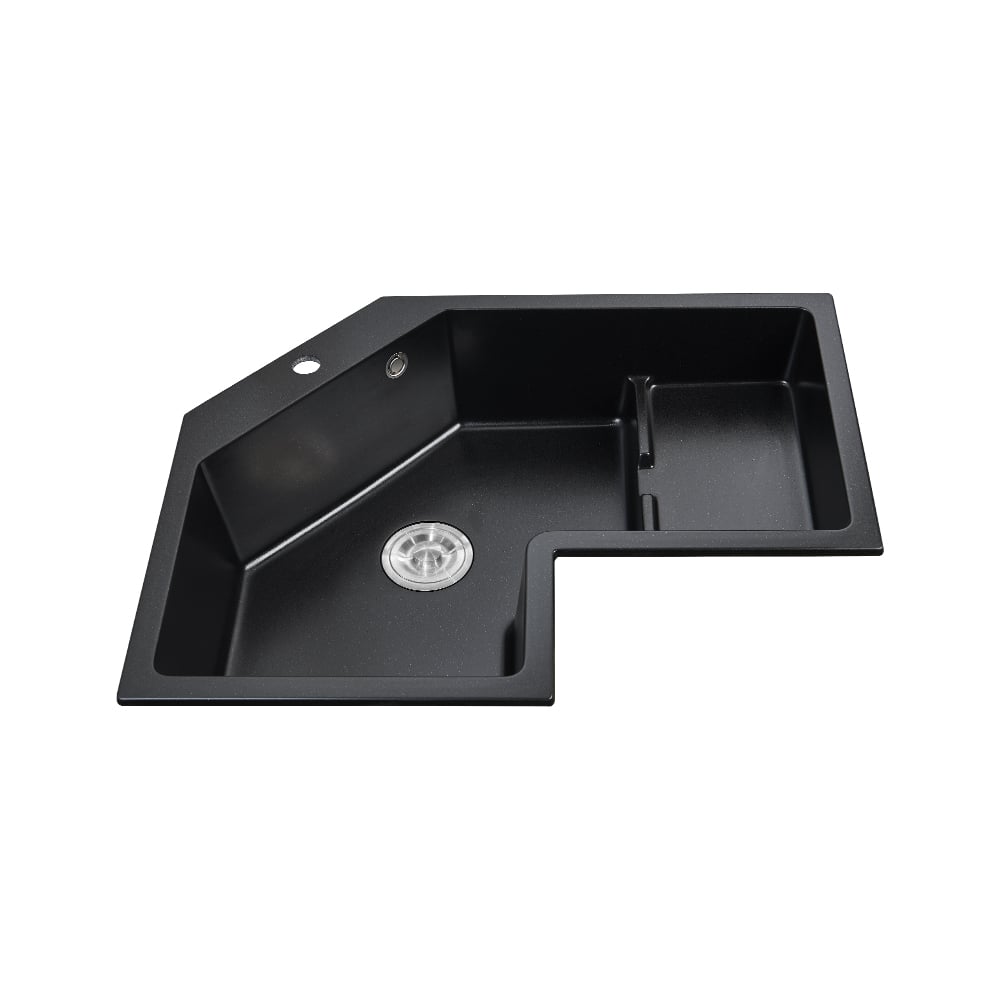 HMR - 32" Modern Drop In Corner Kitchen Sink Single Bowl Quartz Irregular