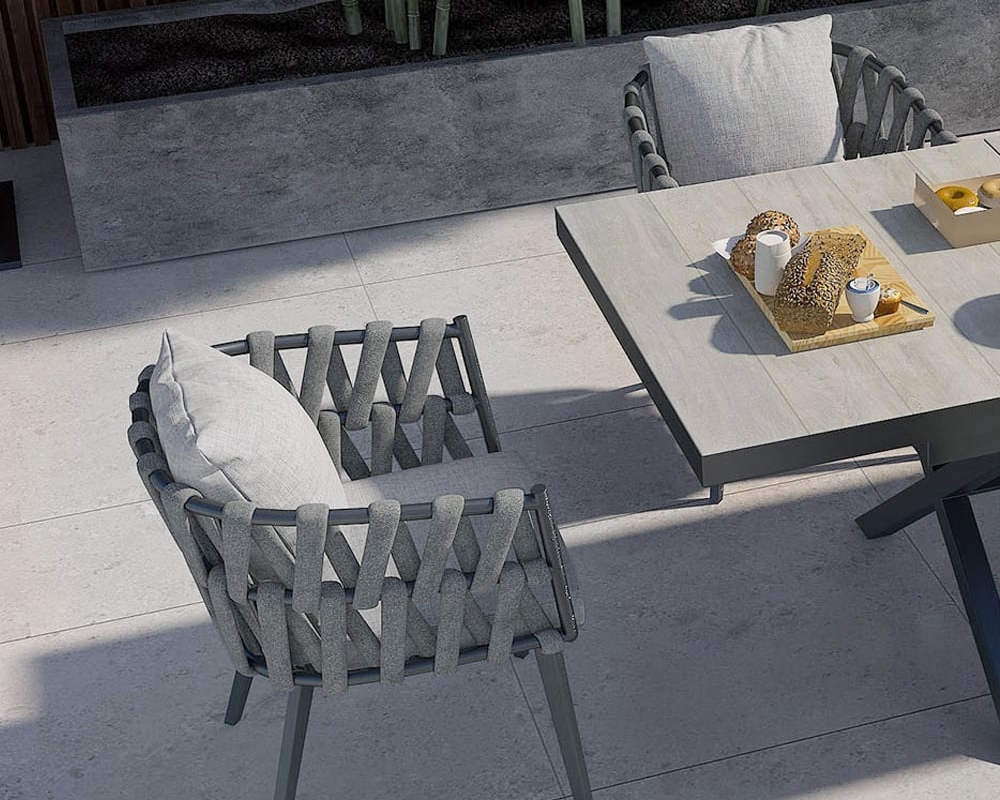 HMR - Hand Woven Rope Outdoor Patio Dining Chair with Cushions (Set of 2)