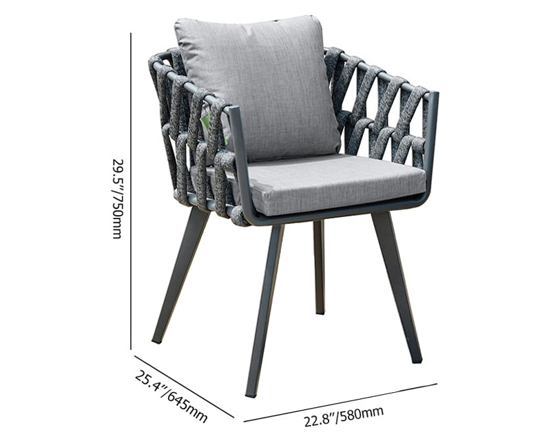 HMR - Hand Woven Rope Outdoor Patio Dining Chair with Cushions (Set of 2)