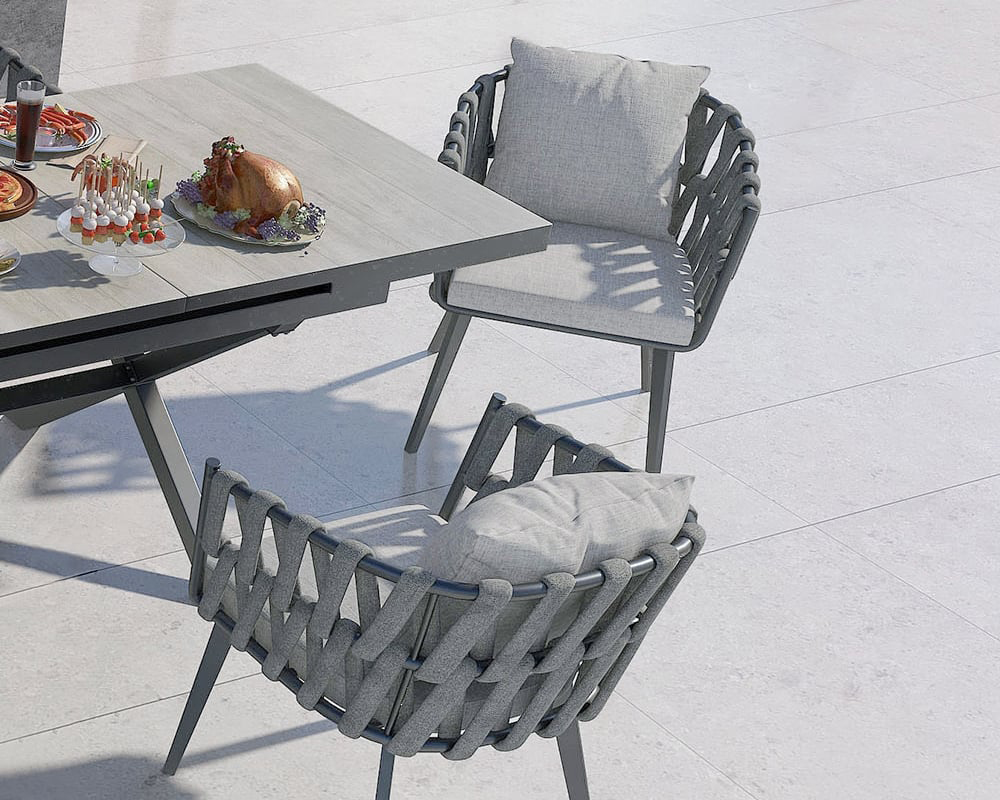 HMR - Hand Woven Rope Outdoor Patio Dining Chair with Cushions (Set of 2)