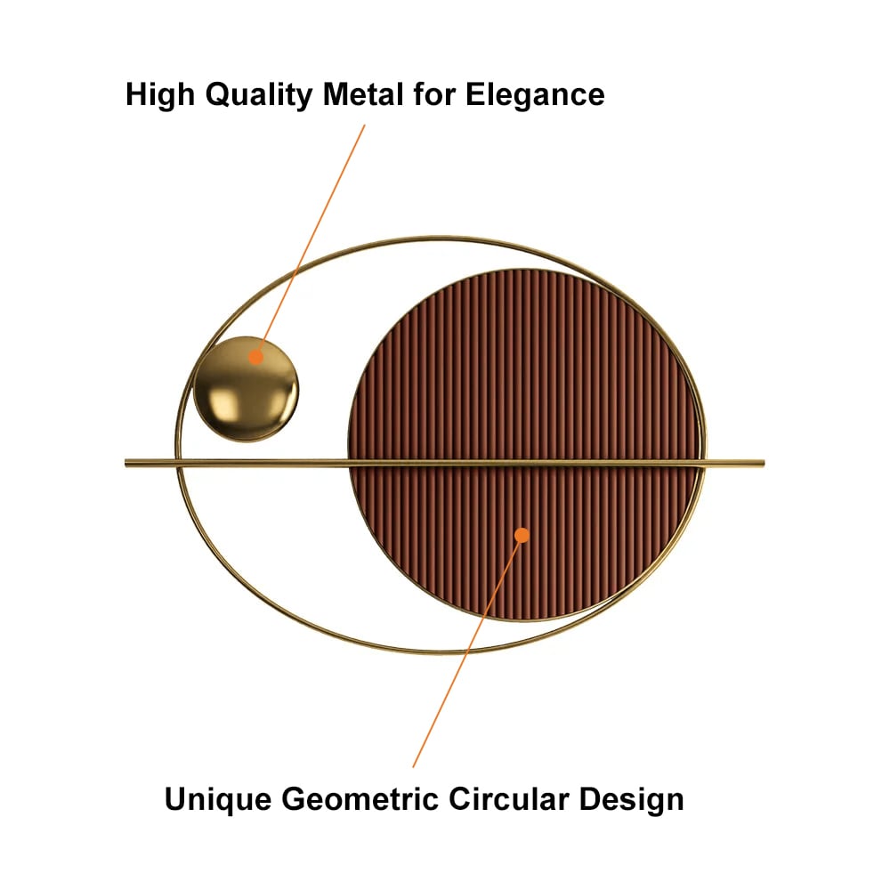 HMR - Modern Oval Geometric Metal Wall Decor Art Brown Metal Hanging Accents For Living Room
