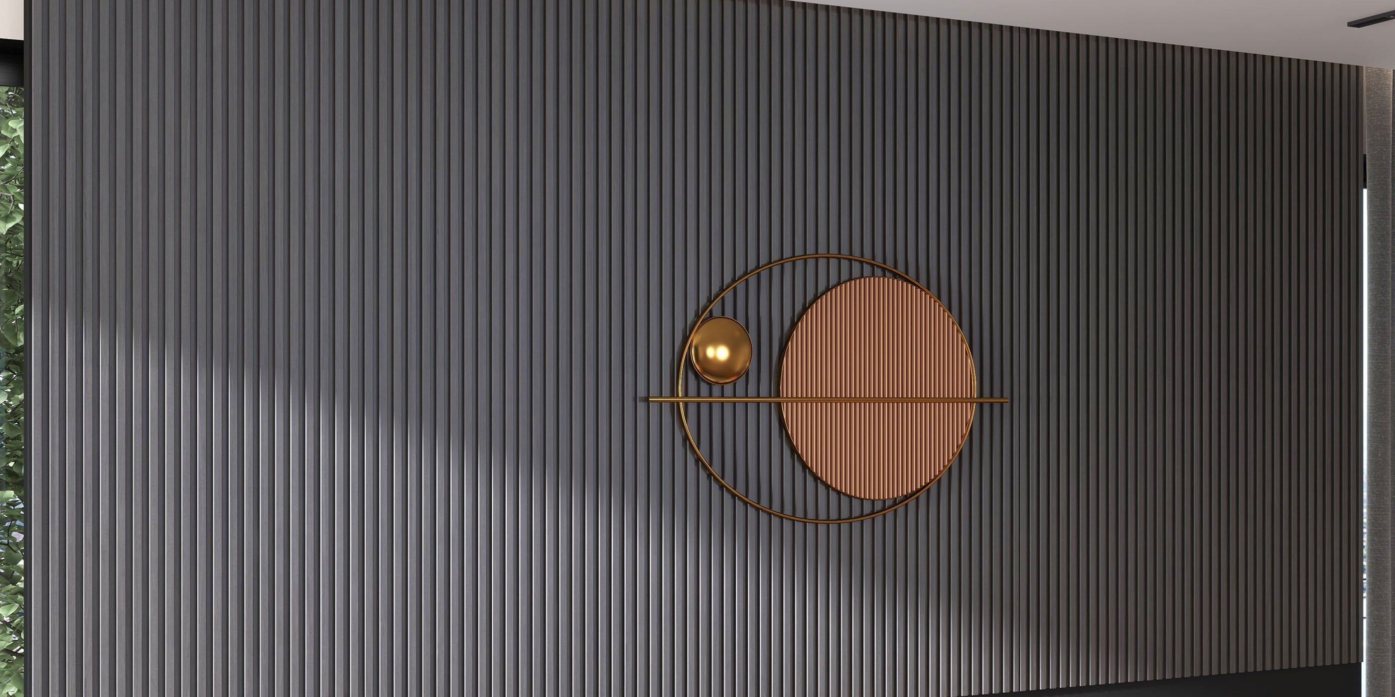 HMR - Modern Oval Geometric Metal Wall Decor Art Brown Metal Hanging Accents For Living Room