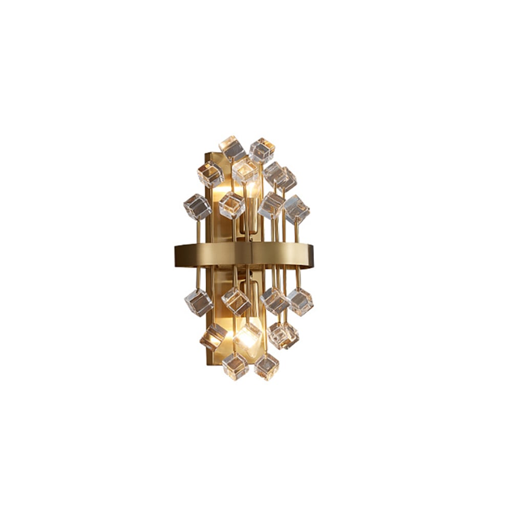HMR - Disdal Light Luxury Crystal Wall Light with Gold Back Plate for Entryway