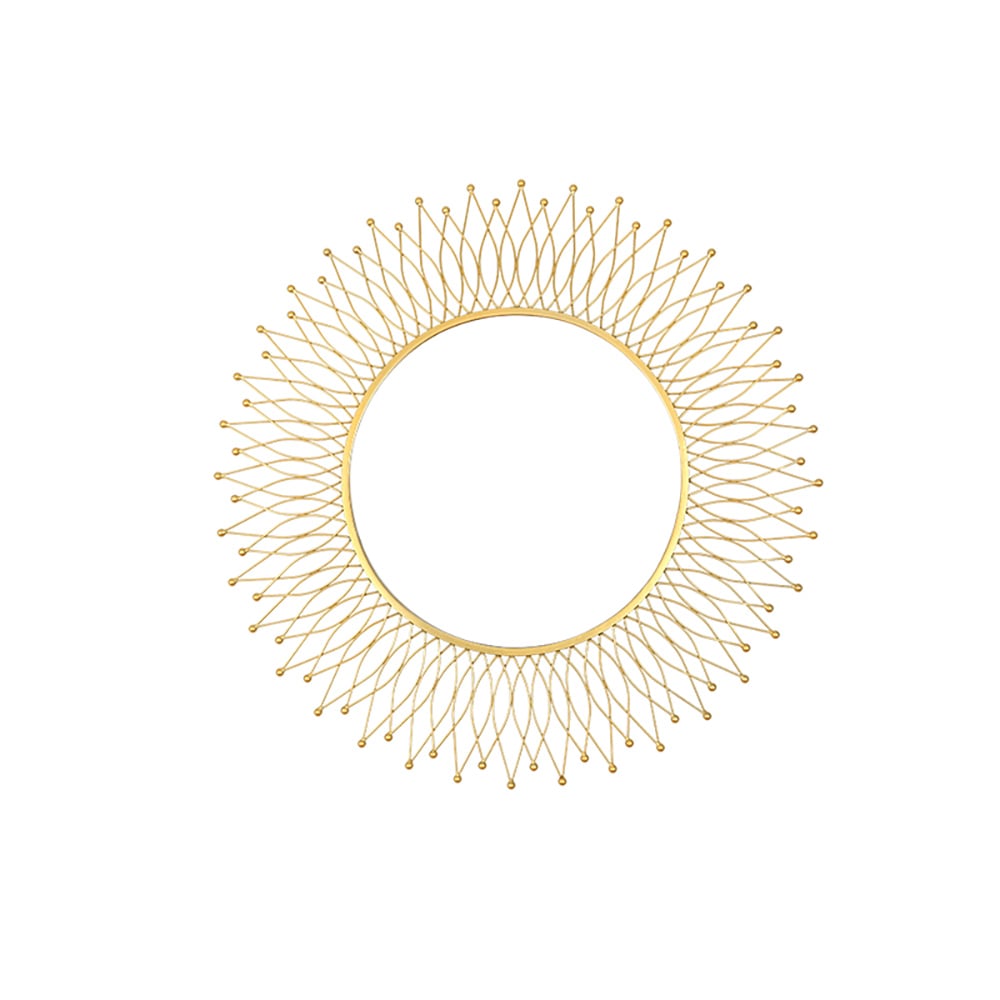 HMR - Modern & Luxury Round Gold Sun Metal Wall Mirror Decorative Art