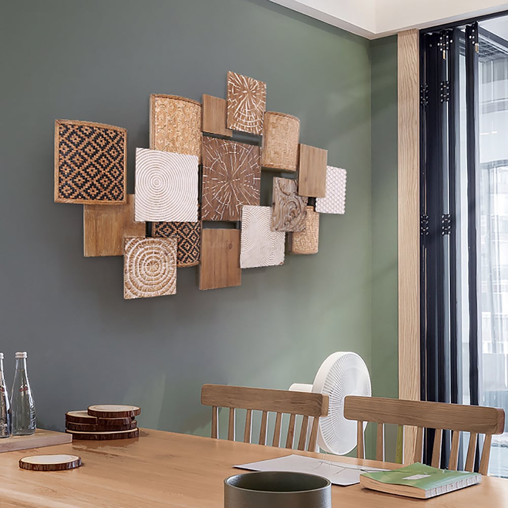 HMR - Japandi Wood Wall Decor Hanging Carved Home Bamboo Wall Art for Living Room