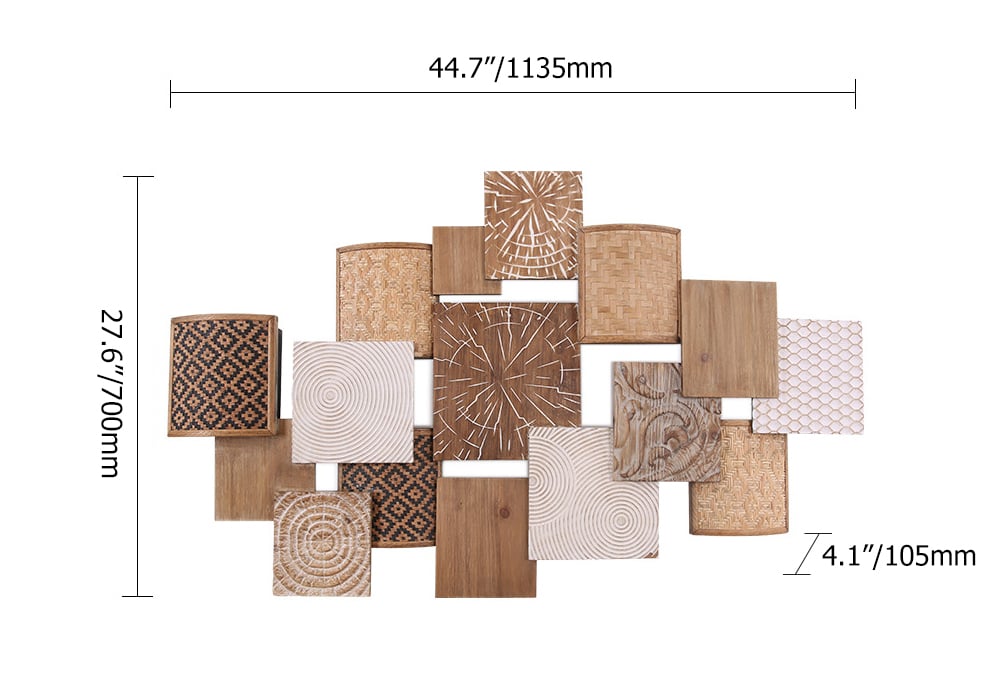 HMR - Japandi Wood Wall Decor Hanging Carved Home Bamboo Wall Art for Living Room