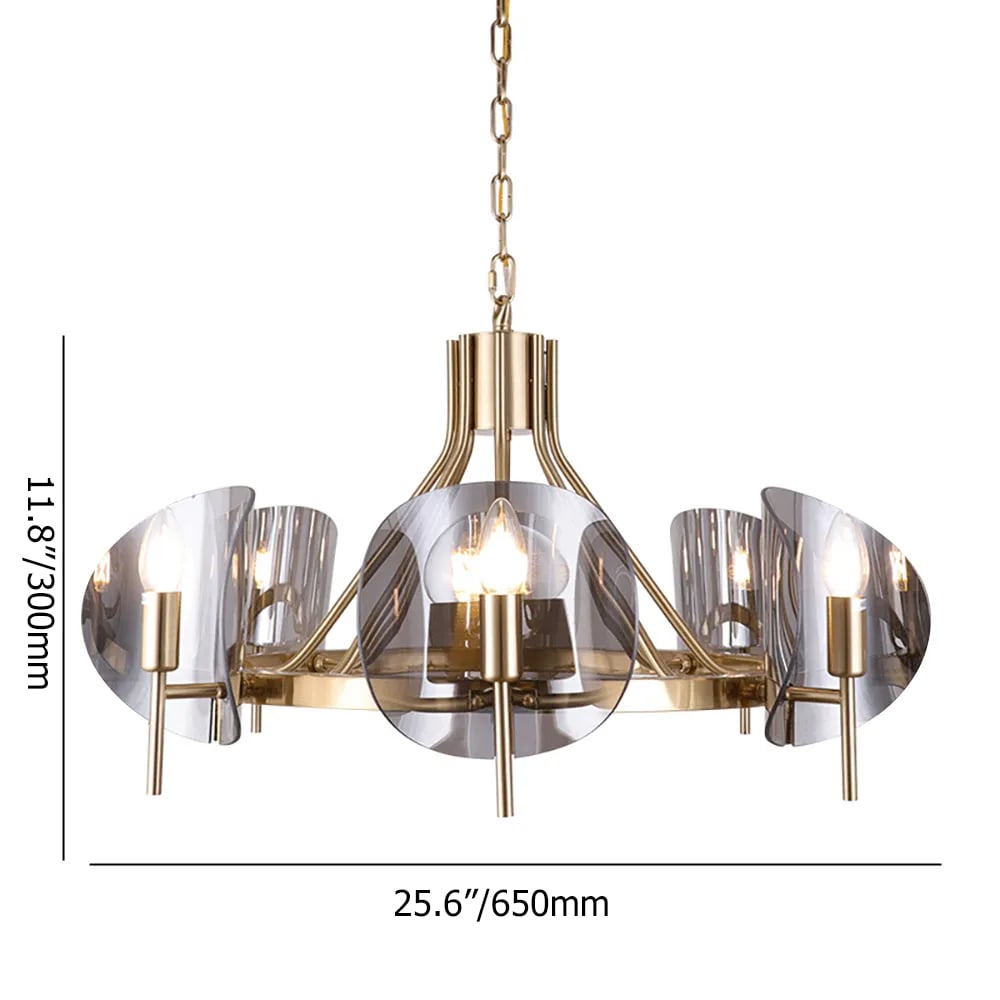HMR - Modern Wagon Wheel 6-Light Chandelier Acrylic and Steel Frame