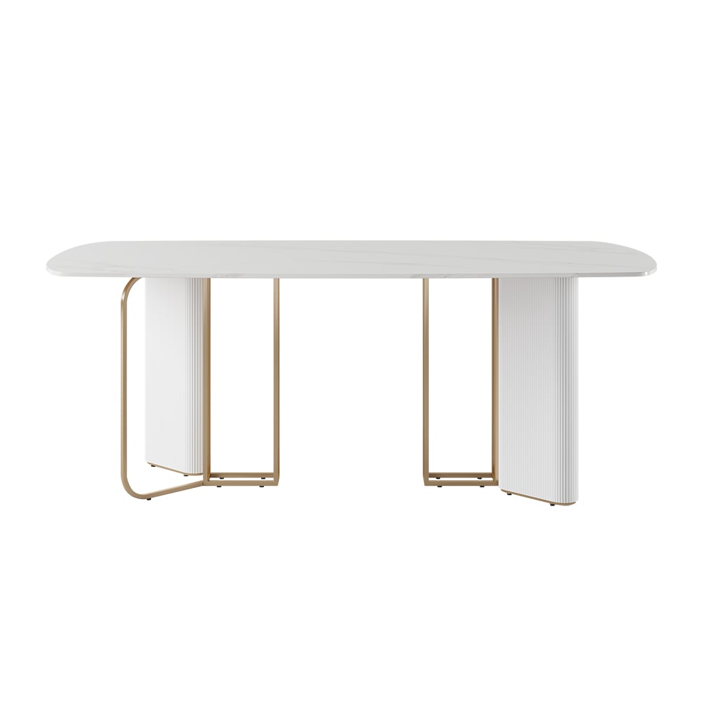HMR - 70.9" Modern Style Rectangle Sintered Stone Dining Table Seats 6-8 People