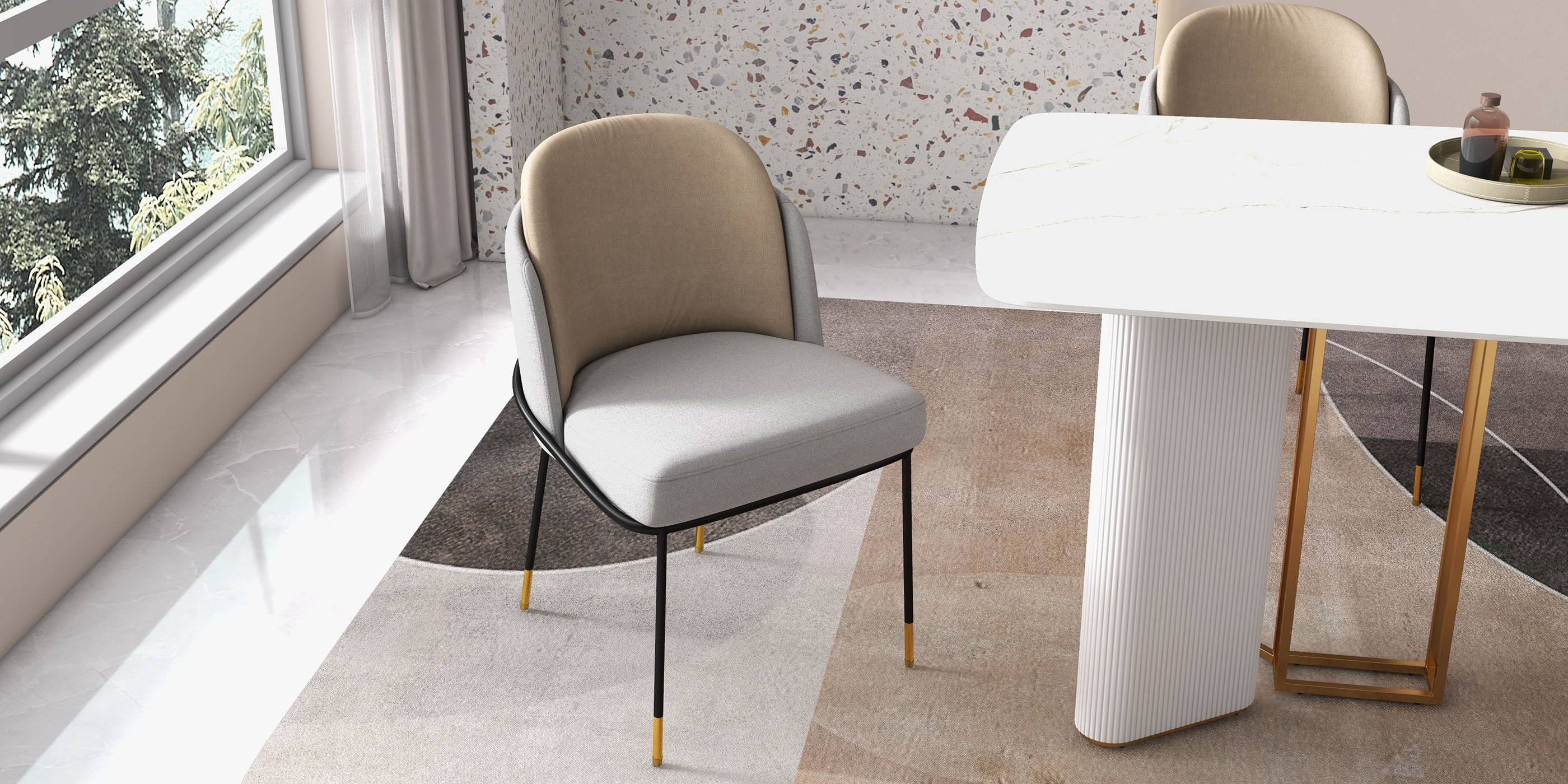 HMR - 70.9" Modern Style Rectangle Sintered Stone Dining Table Seats 6-8 People